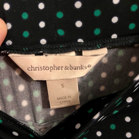 Christopher & Banks Navy, Green, and White Polka Dot Maxi Skirt - Picture 3 of 5